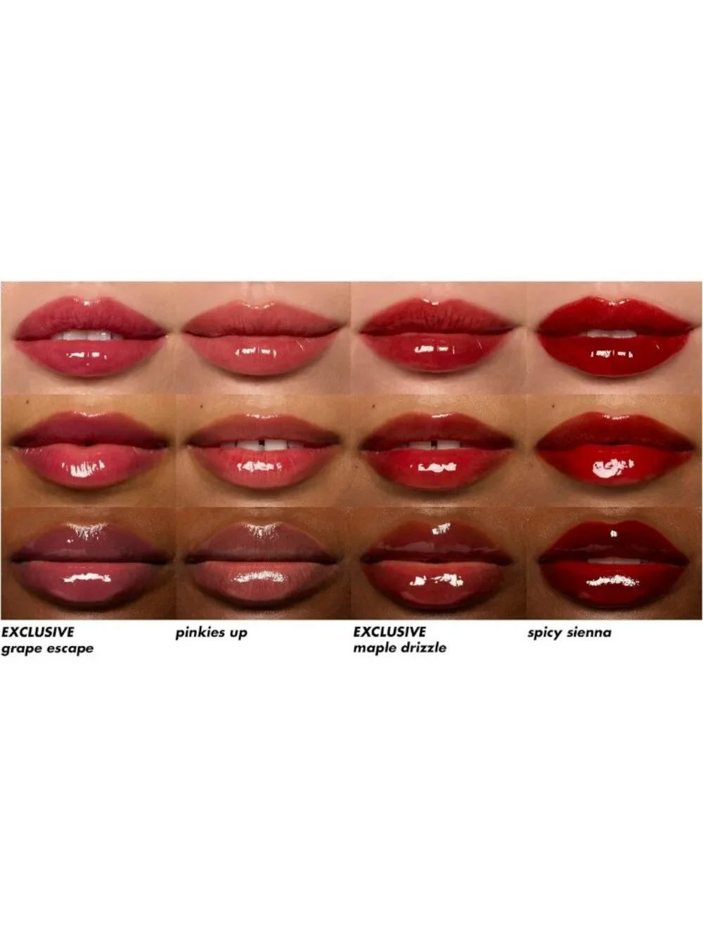 Glossy Lip Stain Set - 4 Vibrant Shades for Long-Lasting Color & Shine